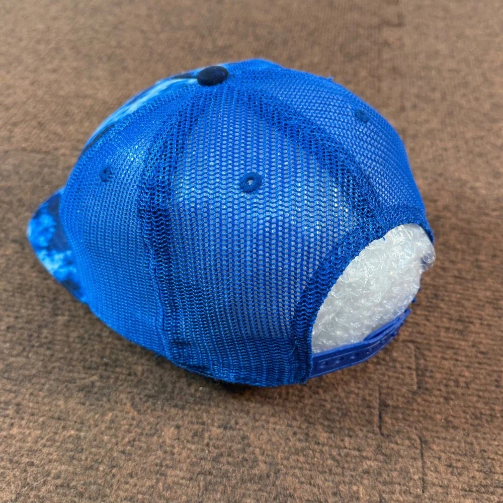 A- Sonic The Hedgehog Kids Blue Tie Dye Trucker Hat Snapback Cap OSFA RN115665